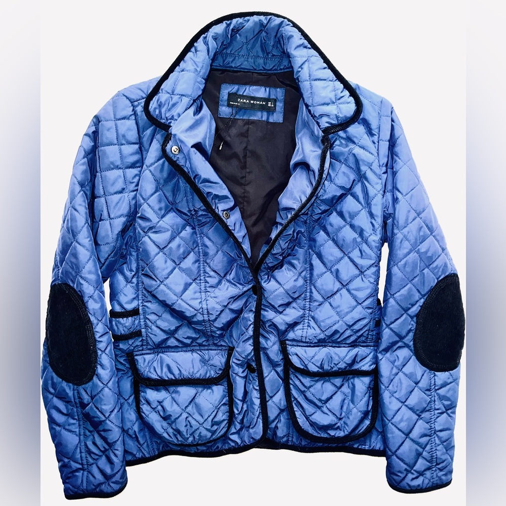 ⭐️ZARA⭐️NAVY W/ BLACK TRIM VINTAGE COAT/JACKET SIZE L BUT FITS MORE LIKE A SMALL - Picture 6 of 16